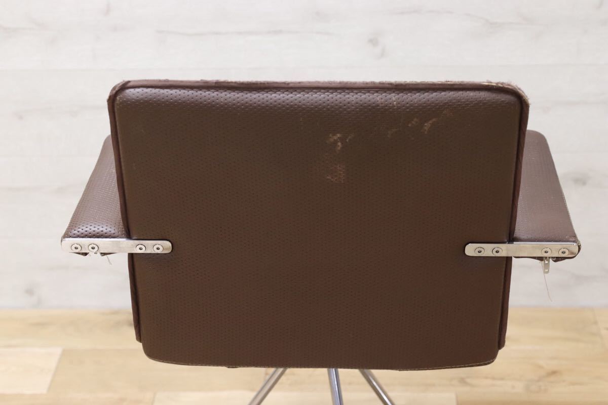 GMEK259C○Saporiti Italia / サポリティ イタリア 回転式 レザーチェア 高級 モダン 希少 ヴィンテージ 椅子 アームチェア