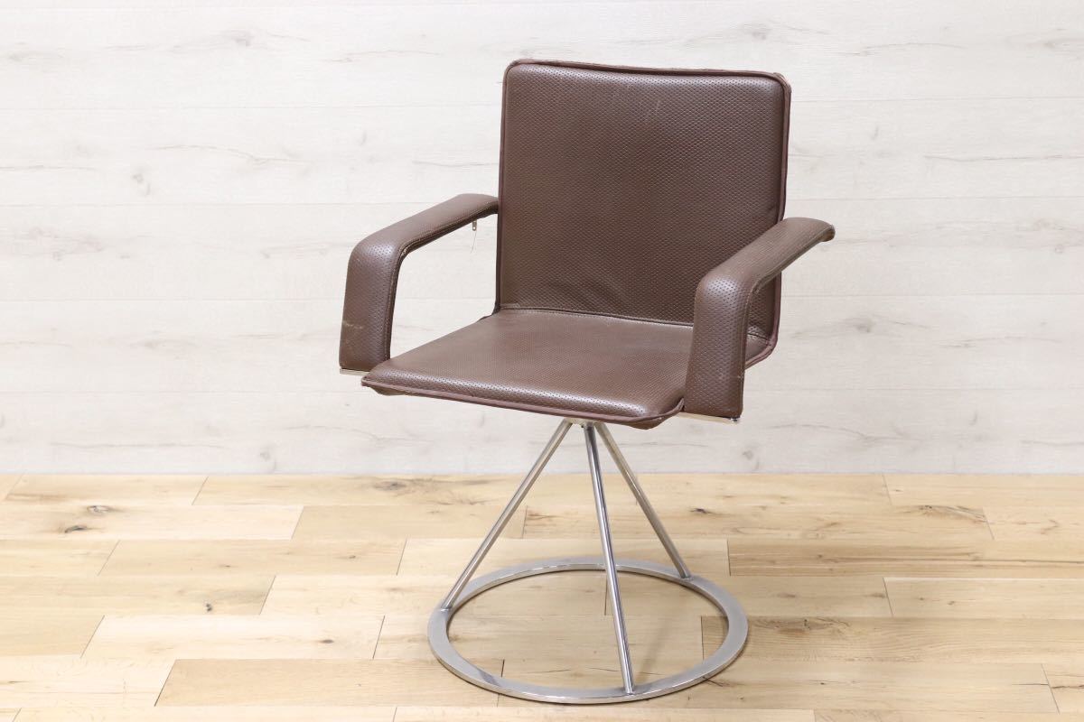 GMEK259C○Saporiti Italia / サポリティ イタリア 回転式 レザーチェア 高級 モダン 希少 ヴィンテージ 椅子 アームチェア