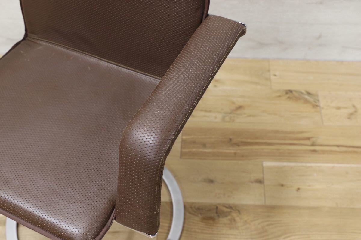 GMEK259C○Saporiti Italia / サポリティ イタリア 回転式 レザーチェア 高級 モダン 希少 ヴィンテージ 椅子 アームチェア
