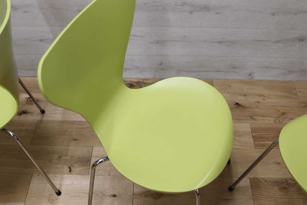 GMEH83○Fritz Hansen フリッツ ハンセン セブンチェア 4脚セット ライム 廃番カラー 北欧 デンマーク アルネヤコブセン 定価31.5万