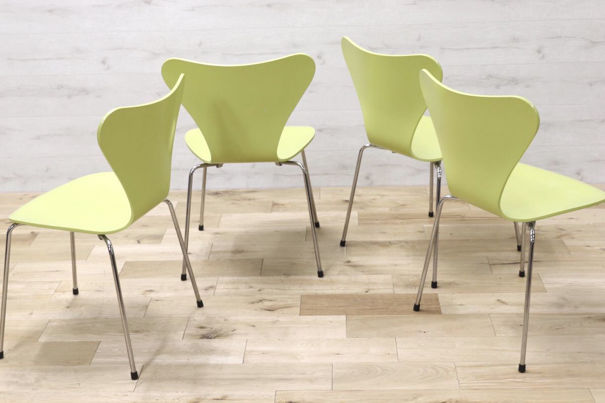 GMEH83○Fritz Hansen フリッツ ハンセン セブンチェア 4脚セット ライム 廃番カラー 北欧 デンマーク アルネヤコブセン 定価31.5万