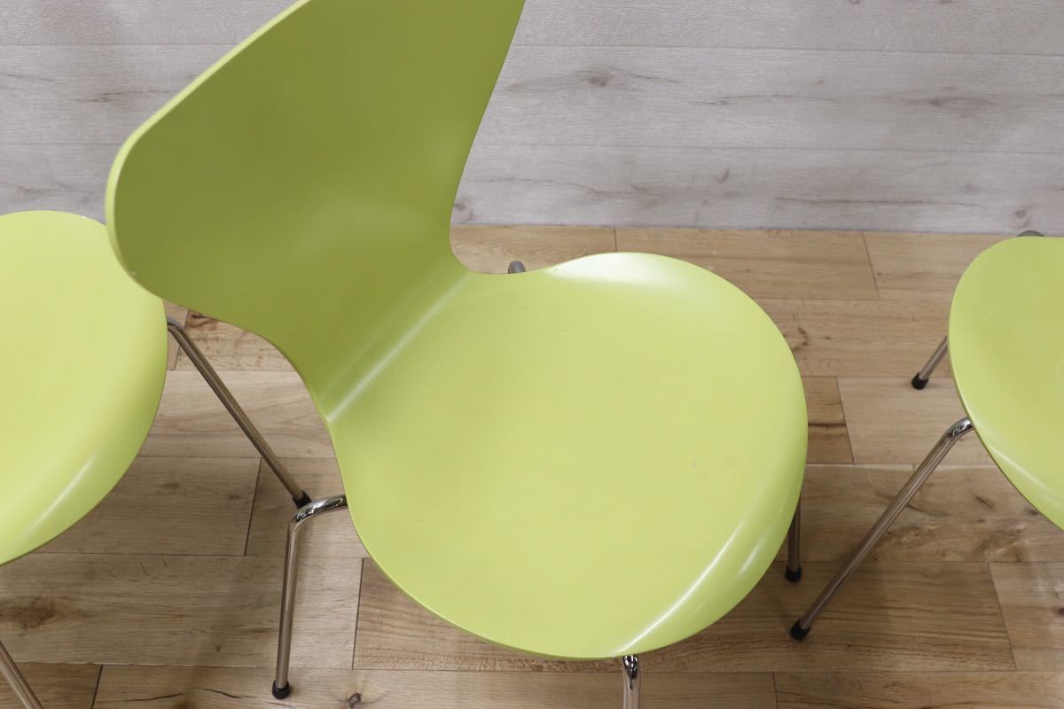 GMEH83○Fritz Hansen フリッツ ハンセン セブンチェア 4脚セット ライム 廃番カラー 北欧 デンマーク アルネヤコブセン 定価31.5万