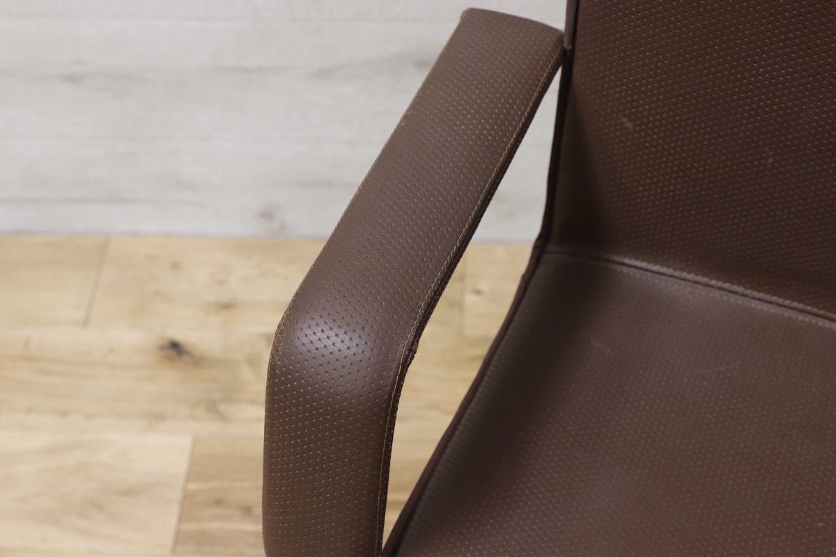 GMEK259D○Saporiti Italia / サポリティ イタリア 回転式 レザーチェア 高級 モダン 希少 ヴィンテージ 椅子 アームチェア