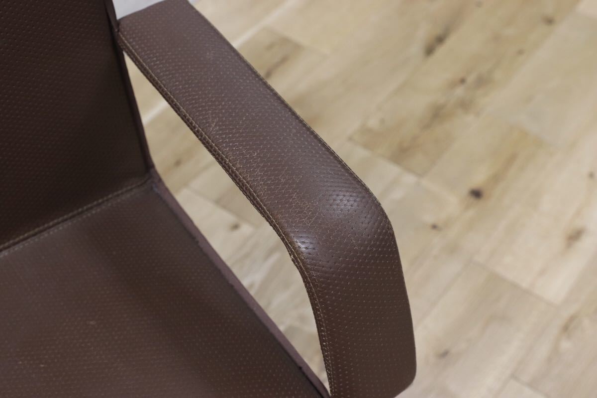 GMEK259D○Saporiti Italia / サポリティ イタリア 回転式 レザーチェア 高級 モダン 希少 ヴィンテージ 椅子 アームチェア