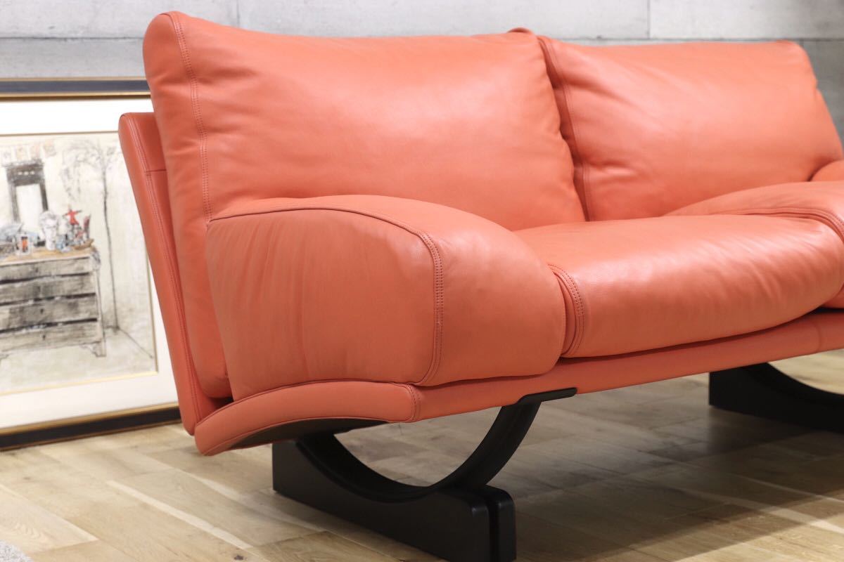 GMEK283○希少 Poltrona Frau / ポルトローナフラウ Tito Agnoli ティト アニョーリ 2人掛けソファ ラブソファ 2シーター 総革 イタリア製