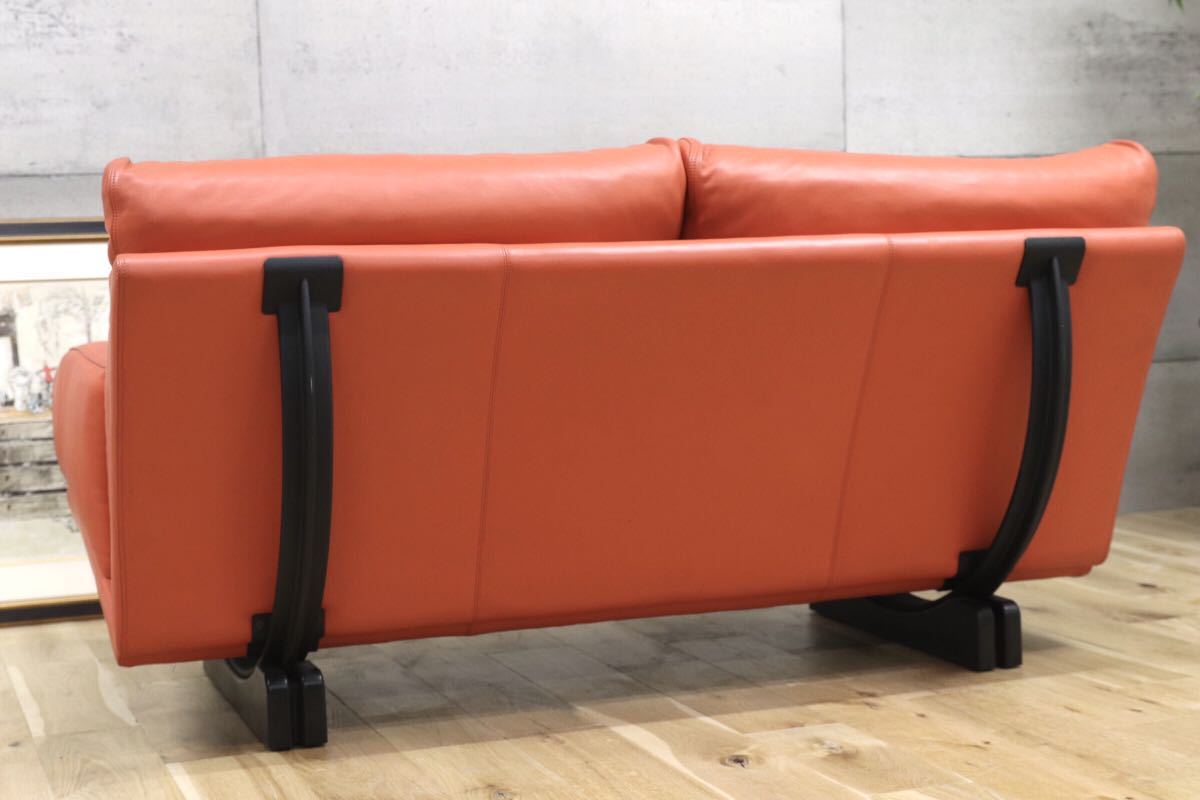 GMEK283○希少 Poltrona Frau / ポルトローナフラウ Tito Agnoli ティト アニョーリ 2人掛けソファ ラブソファ 2シーター 総革 イタリア製