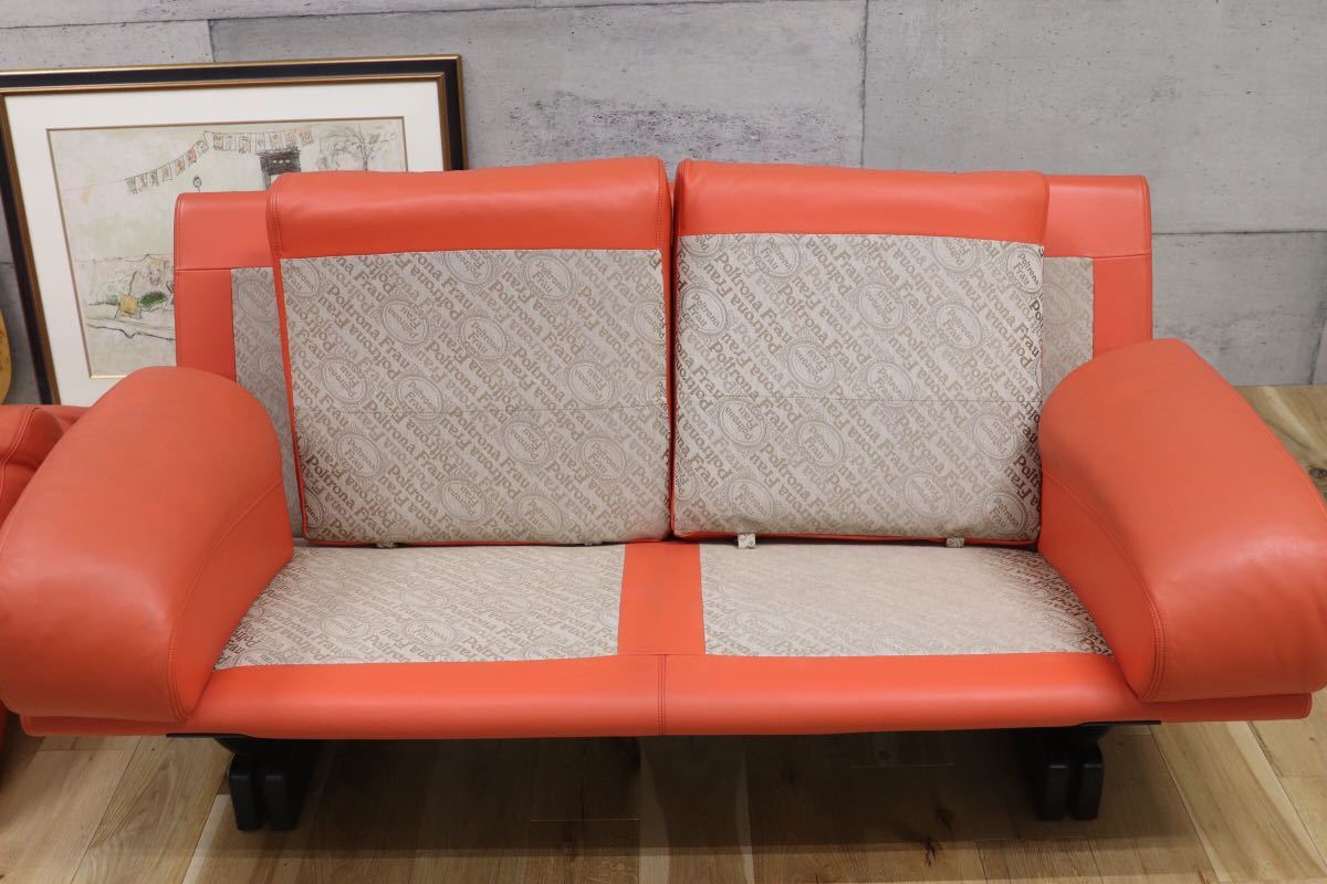 GMEK283○希少 Poltrona Frau / ポルトローナフラウ Tito Agnoli ティト アニョーリ 2人掛けソファ ラブソファ 2シーター 総革 イタリア製