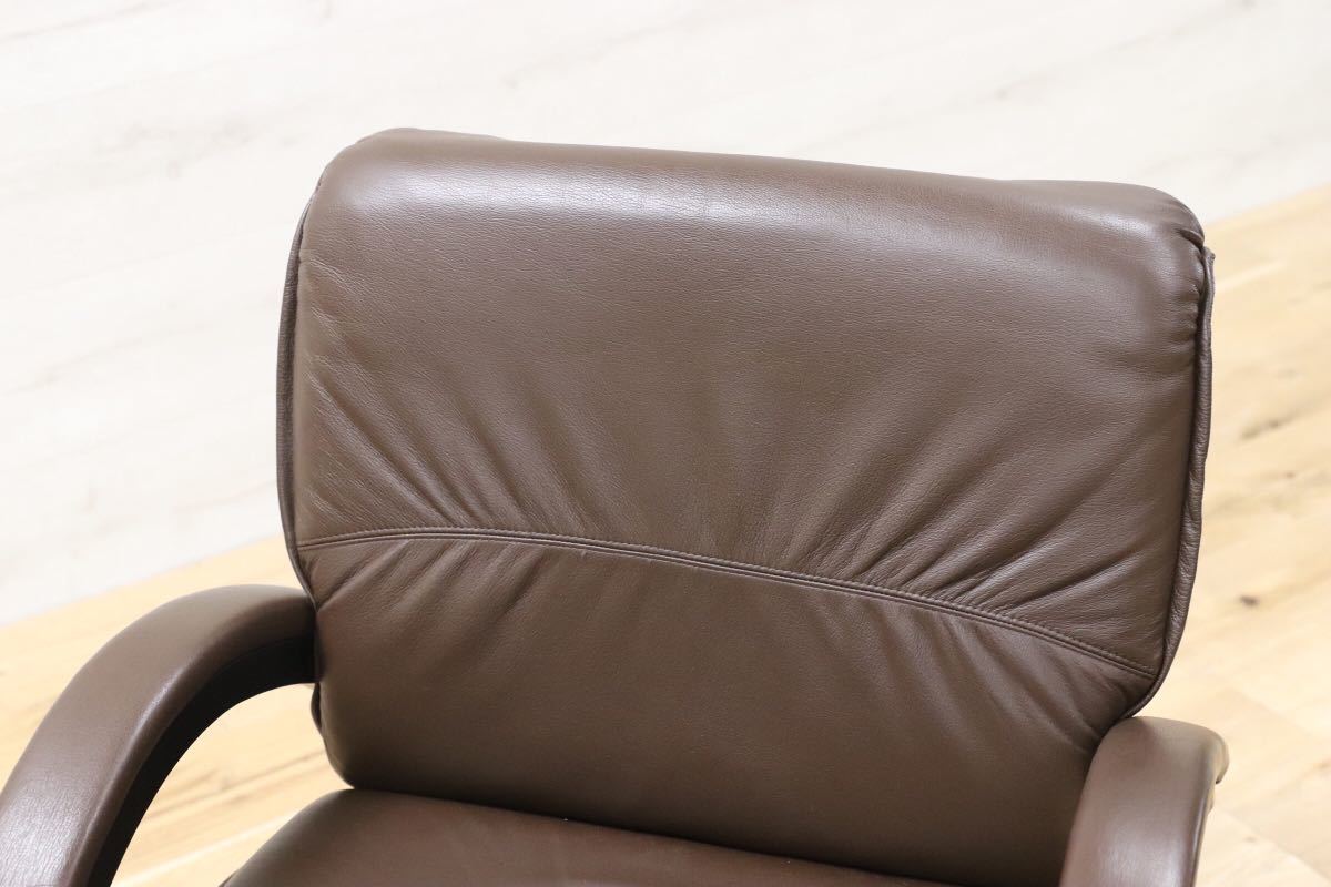 GMEN55B○内田洋行 / UCHIDA 高級 アームチェア 2脚セット ブラウン レザー 革張り カンチレバー 事務 オフィス 応接 書斎 定価約27万