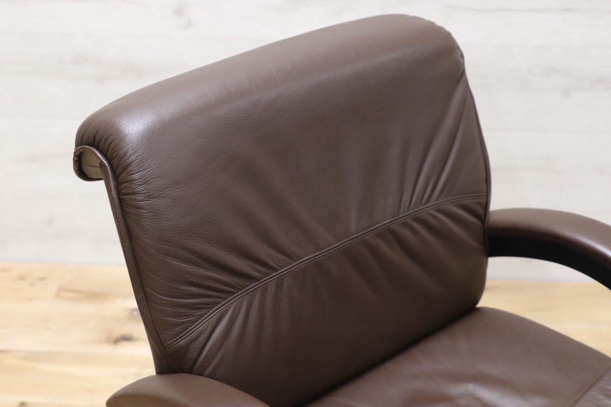 GMEN55B○内田洋行 / UCHIDA 高級 アームチェア 2脚セット ブラウン レザー 革張り カンチレバー 事務 オフィス 応接 書斎 定価約27万