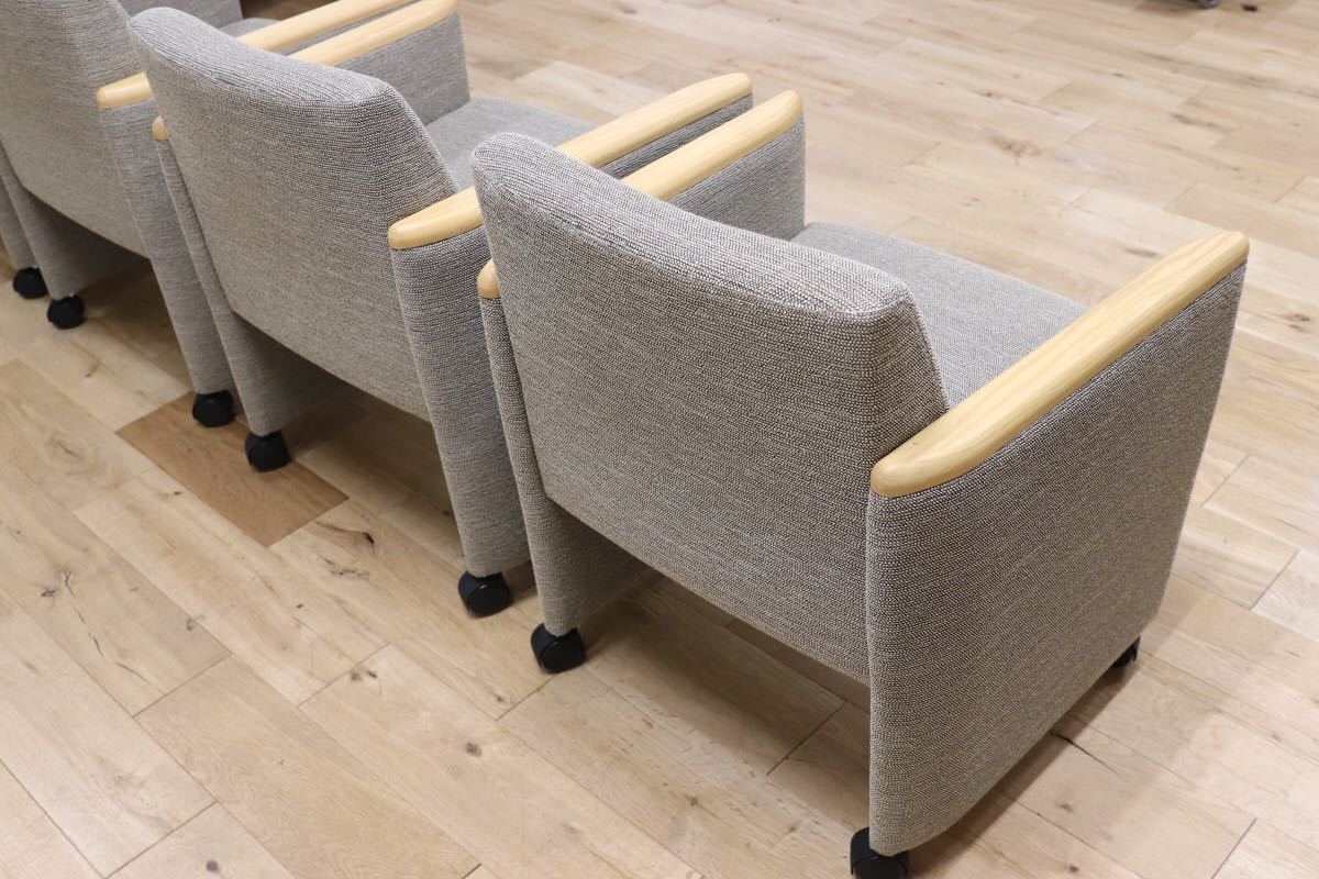 GMEK286○冨士ファニチア / Fuji furniture ミーティングチェア 事務 オフィス キャスターチェア 4脚セット 定価約28.6万 展示品