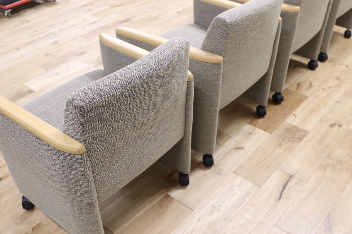 GMEK286○冨士ファニチア / Fuji furniture ミーティングチェア 事務 オフィス キャスターチェア 4脚セット 定価約28.6万 展示品