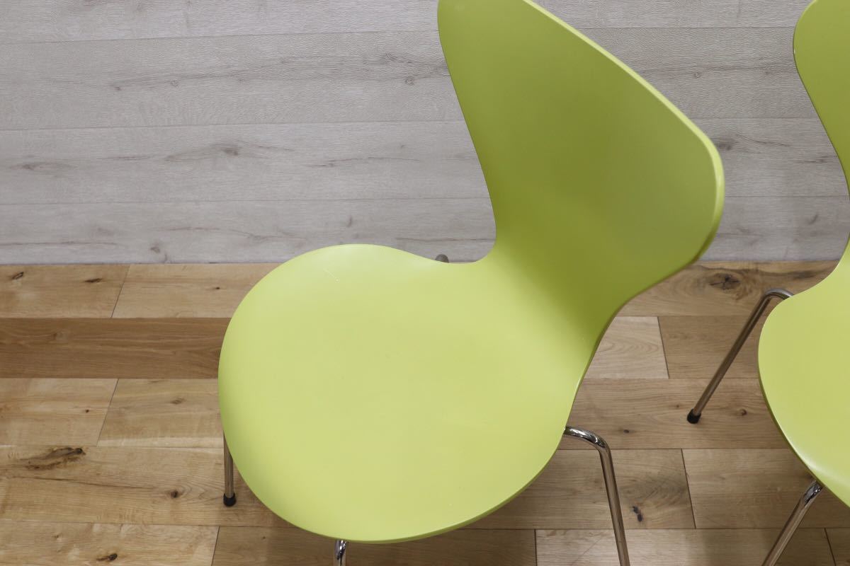 GMEH97○Fritz Hansen フリッツ ハンセン セブンチェア 3脚セット ライム 廃番カラー 北欧 デンマーク アルネヤコブセン 定価23.6万
