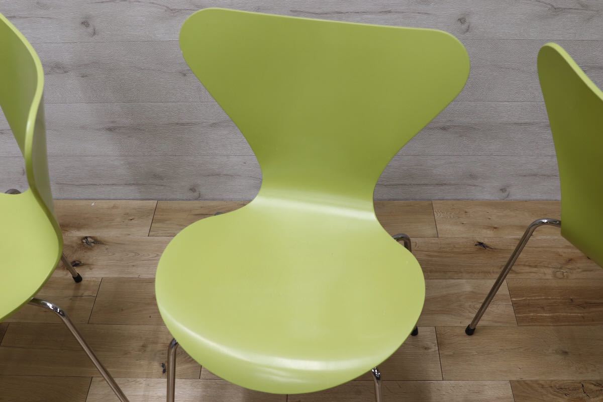 GMEH97○Fritz Hansen フリッツ ハンセン セブンチェア 3脚セット ライム 廃番カラー 北欧 デンマーク アルネヤコブセン 定価23.6万