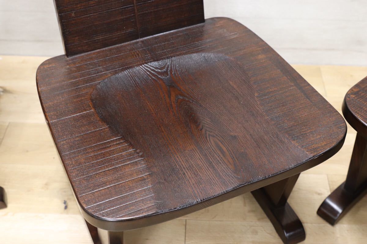 GMEK344○民芸家具 無垢材 ダイニングチェア 椅子 4脚セット ロータイプ 和室 座敷 カフェ 古民家 ノスタルジック 定価約28万