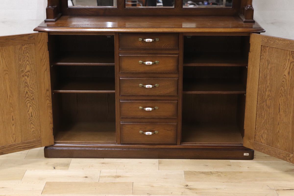 GMEN121○近藤工芸 / OAK Solid furniture 北海道旭川 キャビネット チェスト サイドボード リビングボード 楢材 オーク材 英国カントリー