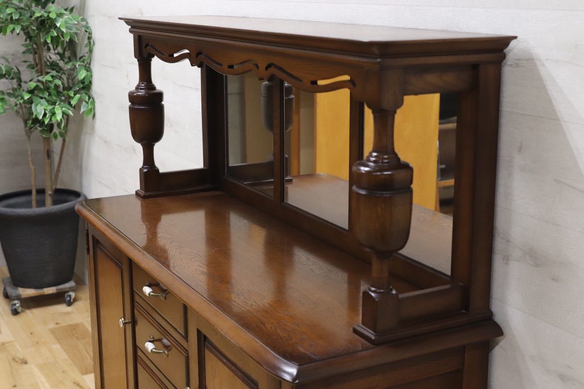 GMEN121○近藤工芸 / OAK Solid furniture 北海道旭川 キャビネット チェスト サイドボード リビングボード 楢材 オーク材 英国カントリー