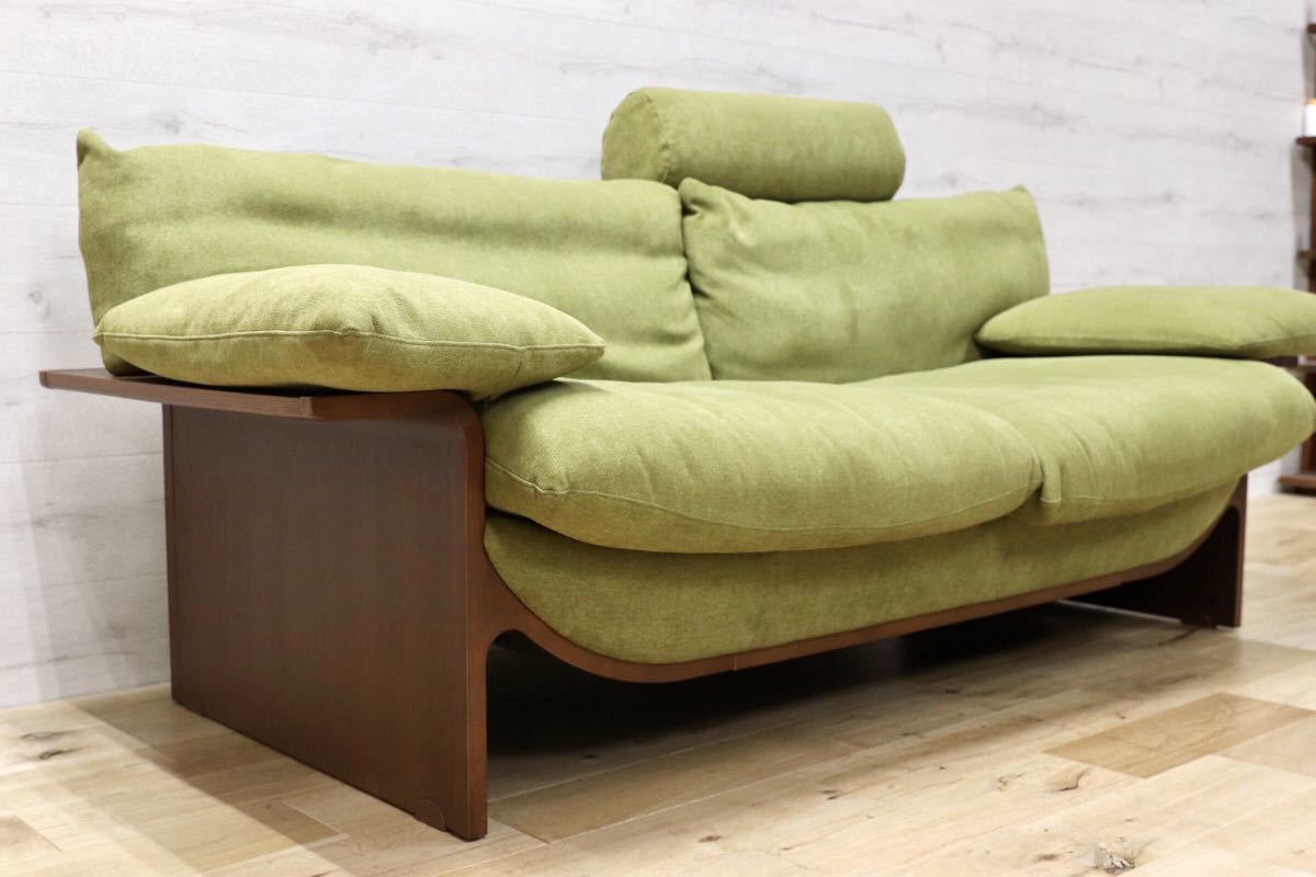 GMEK385○冨士ファニチア / Fuji furniture Tapio Sofa ワイド2Pソファ ウォールナット ファブリック 定価27.7~32.4万 展示品