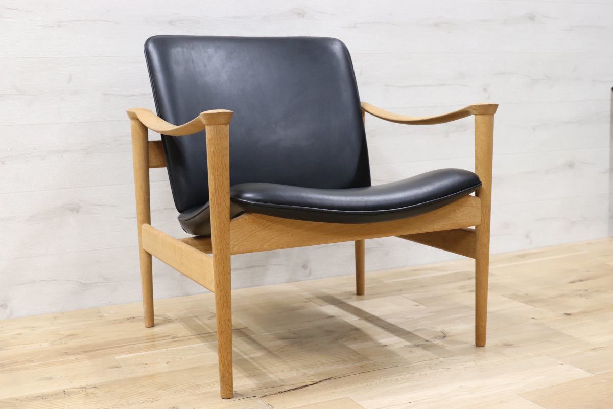 GMET232○ Fredrik Kayser / フレデリックカイザー イージーチェア Model 711 オーク材 本革 北欧ヴィンテージ デンマーク Easy Chair