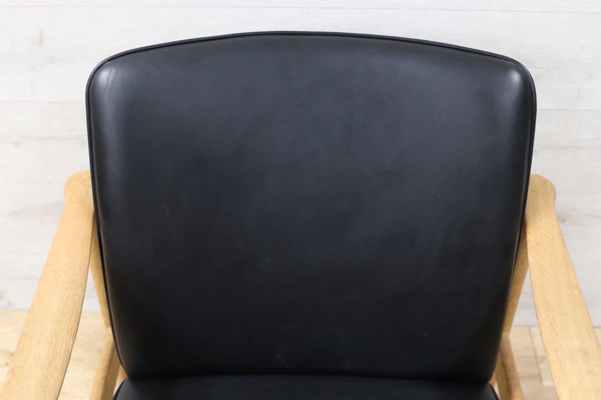 GMET232○ Fredrik Kayser / フレデリックカイザー イージーチェア Model 711 オーク材 本革 北欧ヴィンテージ デンマーク Easy Chair