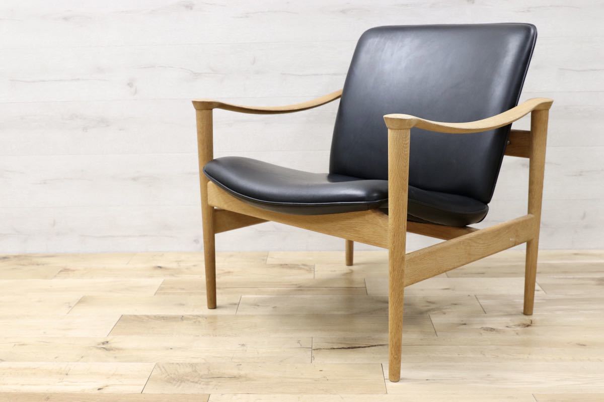 GMET232○ Fredrik Kayser / フレデリックカイザー イージーチェア Model 711 オーク材 本革 北欧ヴィンテージ デンマーク Easy Chair
