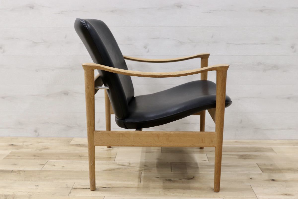 GMET232○ Fredrik Kayser / フレデリックカイザー イージーチェア Model 711 オーク材 本革 北欧ヴィンテージ デンマーク Easy Chair