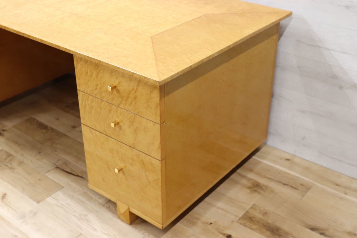 GMEK529○IDC大塚家具 スプレンダー バーズアイメープル 両袖机 書斎机 学習机 最高級 エグゼクティブデスク 定価約73万