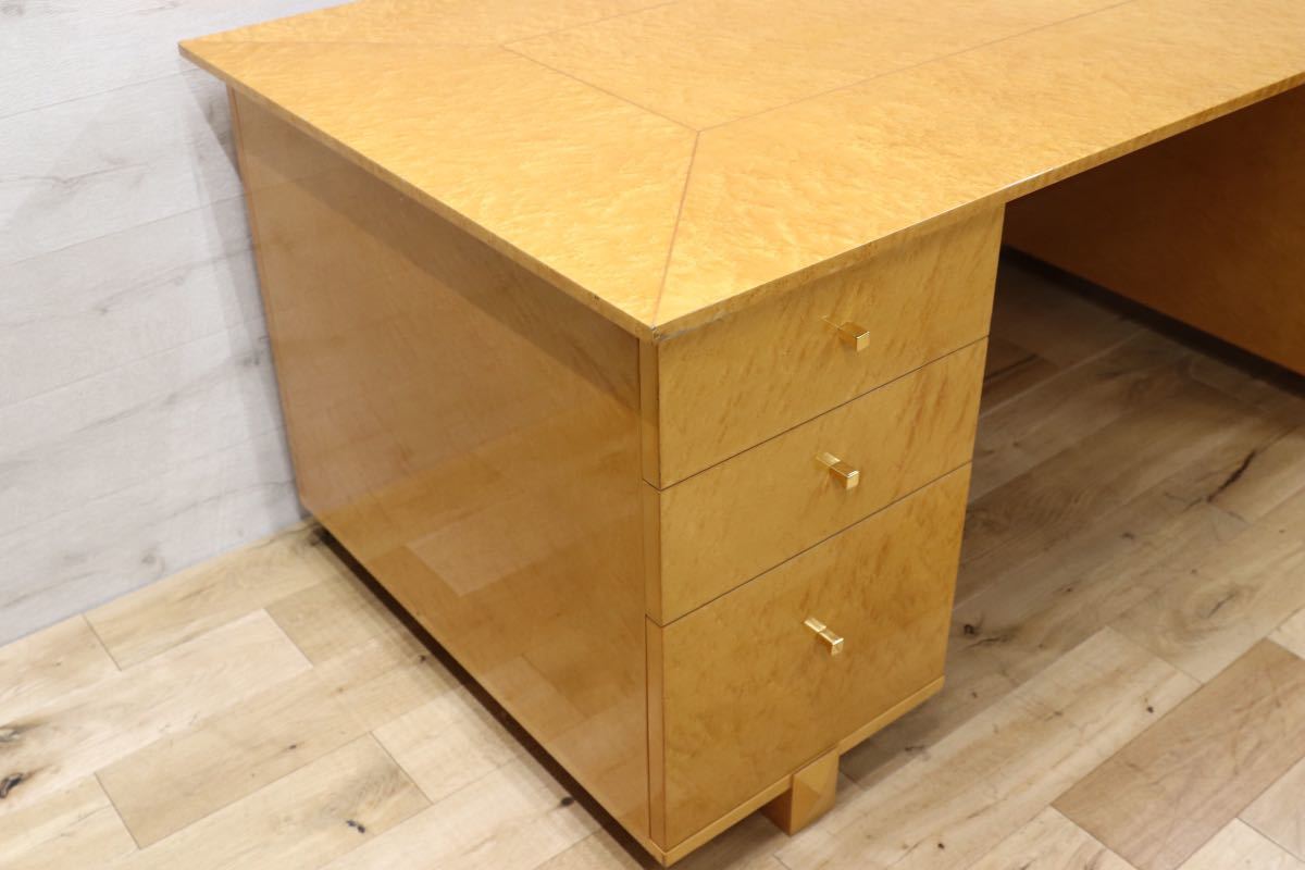 GMEK529○IDC大塚家具 スプレンダー バーズアイメープル 両袖机 書斎机 学習机 最高級 エグゼクティブデスク 定価約73万