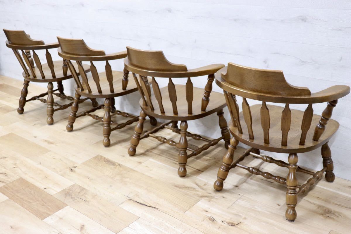 GMEK632A○太平 ダイニングチェア アームチェア ウィンザーチェア 椅子 4脚セット 飛騨家具 レトロ カントリー 古民家 アンティーク