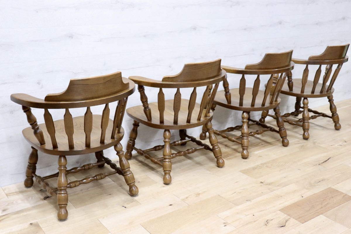 GMEK632A○太平 ダイニングチェア アームチェア ウィンザーチェア 椅子 4脚セット 飛騨家具 レトロ カントリー 古民家 アンティーク