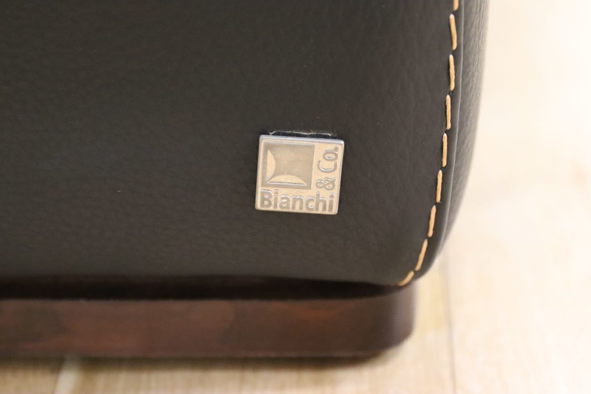 GMEK583○Bianchi & Co. / ビアンキ ダンテ 2人掛けソファ ラブソファ イタリア製 黒総革 高級 定価約70万 展示品