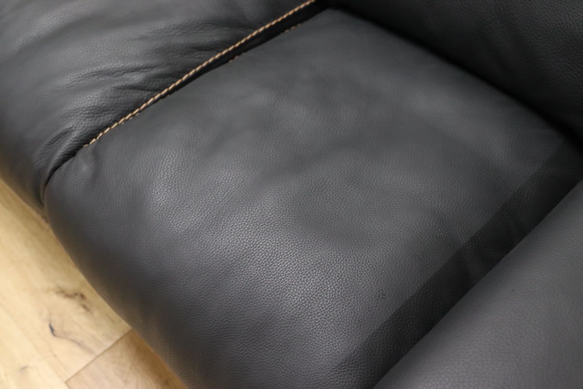 GMEK583○Bianchi & Co. / ビアンキ ダンテ 2人掛けソファ ラブソファ イタリア製 黒総革 高級 定価約70万 展示品