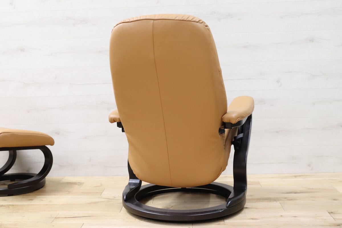 GMET317○himolla / ヒモラ ゼロストレス 定価約38万 本革 パーソナルチェア リクライニングチェア ドイツ IDC大塚家具 オットマン付き