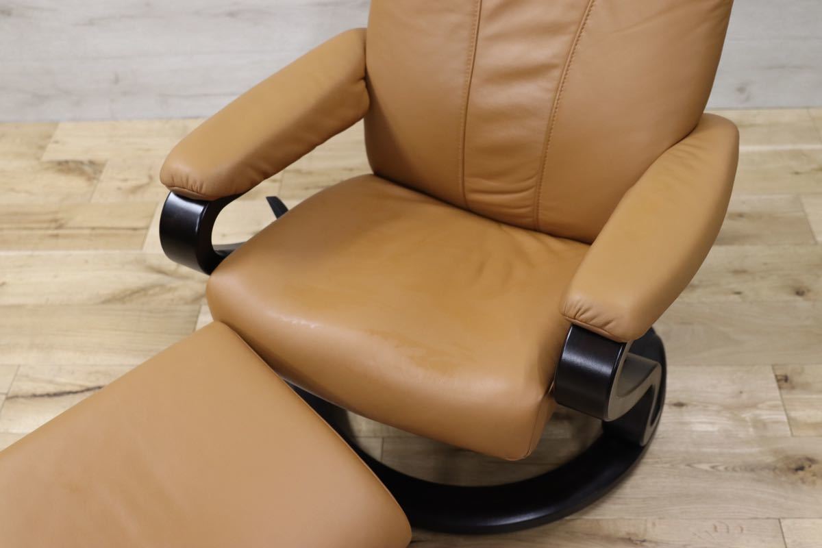 GMET317○himolla / ヒモラ ゼロストレス 定価約38万 本革 パーソナルチェア リクライニングチェア ドイツ IDC大塚家具 オットマン付き