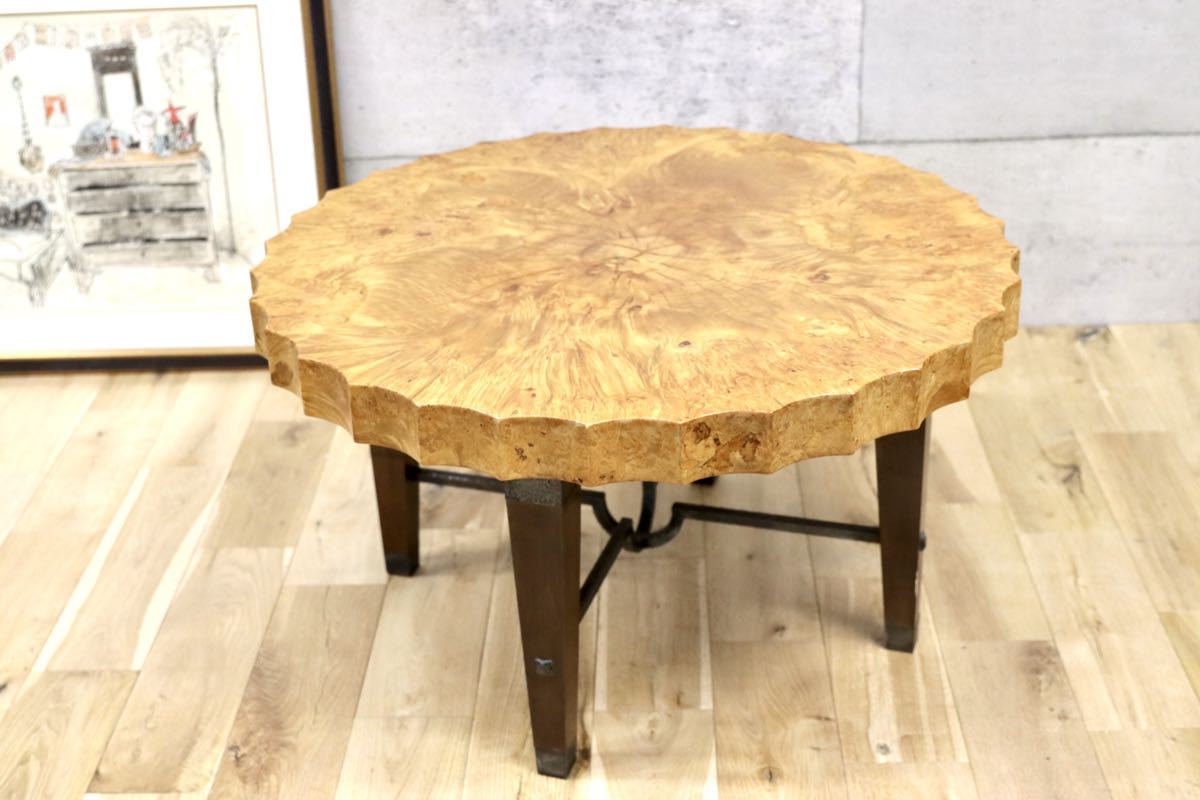 GMEK761○カスティリアン インダストリアル センターテーブル 木製 ラウンドテーブル 高級 モダン ローテーブル 丸テーブル