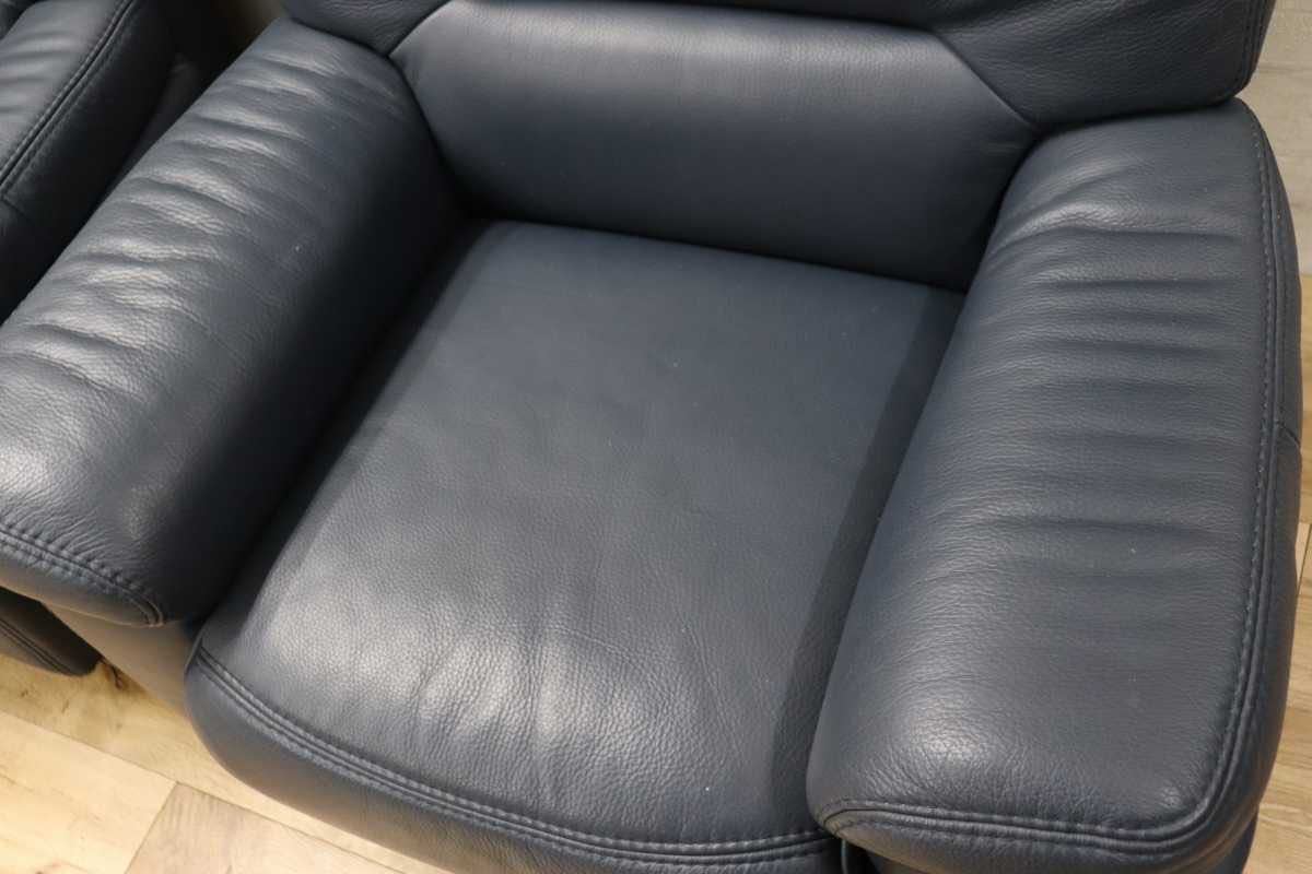 GMEN190○SATIS / サティス 1人掛けソファ シングルソファ 2脚セット 本革 イタリア モダン ブルー