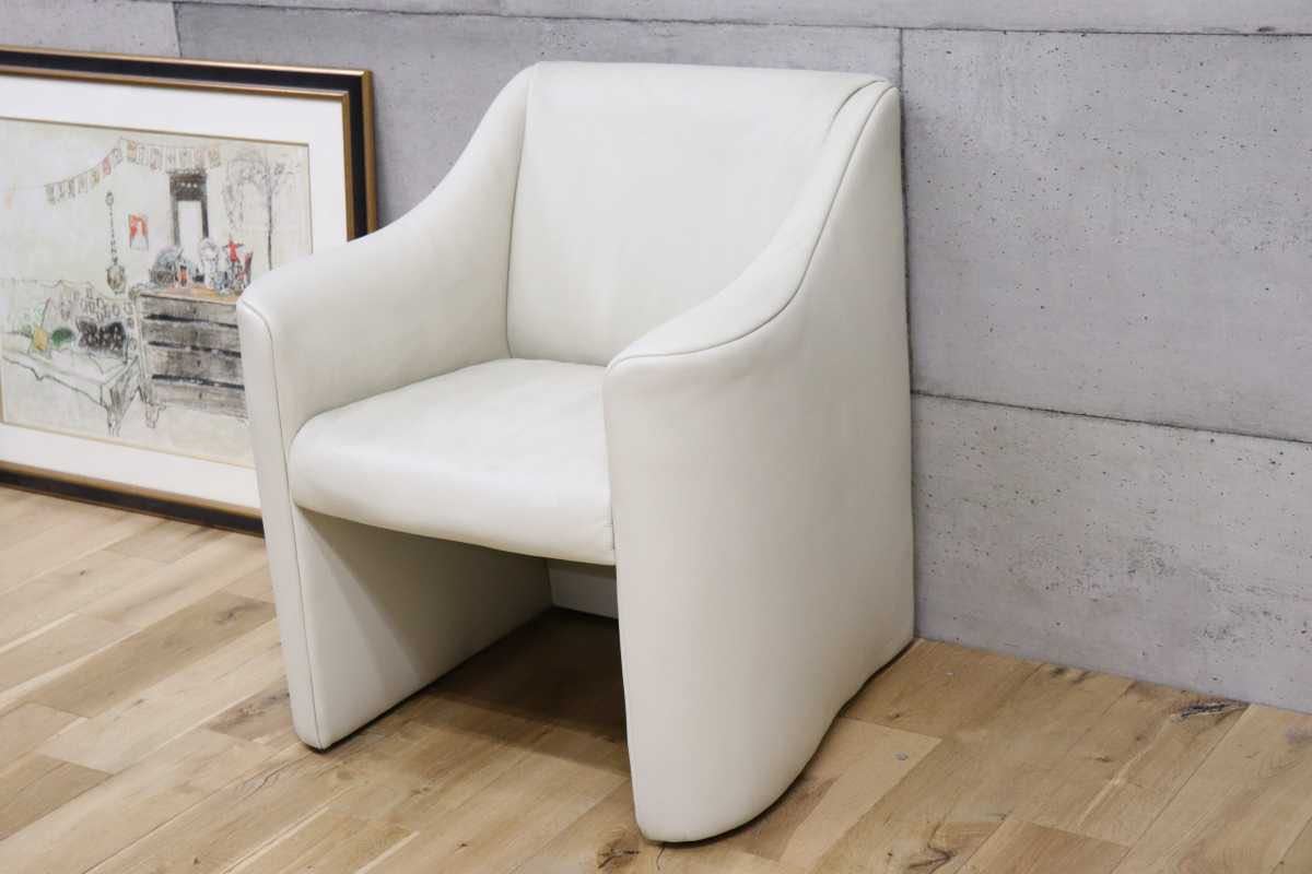 GMEK732D○matteograssi / マテオグラッシ 1人掛けソファ シングルソファ ラウンジチェア 総本革 定価約50〜60万 ホワイト イタリア モダン