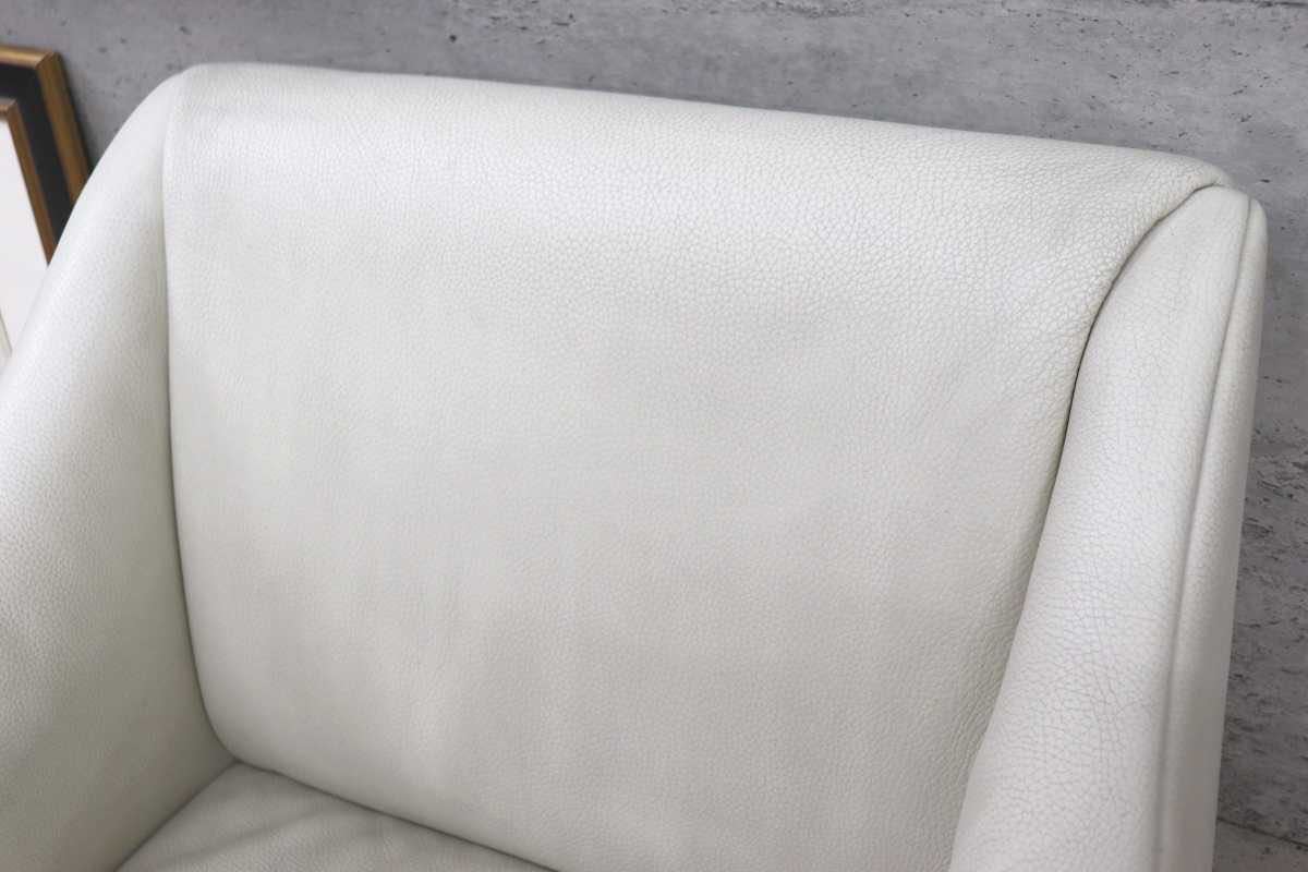 GMEK732D○matteograssi / マテオグラッシ 1人掛けソファ シングルソファ ラウンジチェア 総本革 定価約50〜60万 ホワイト イタリア モダン