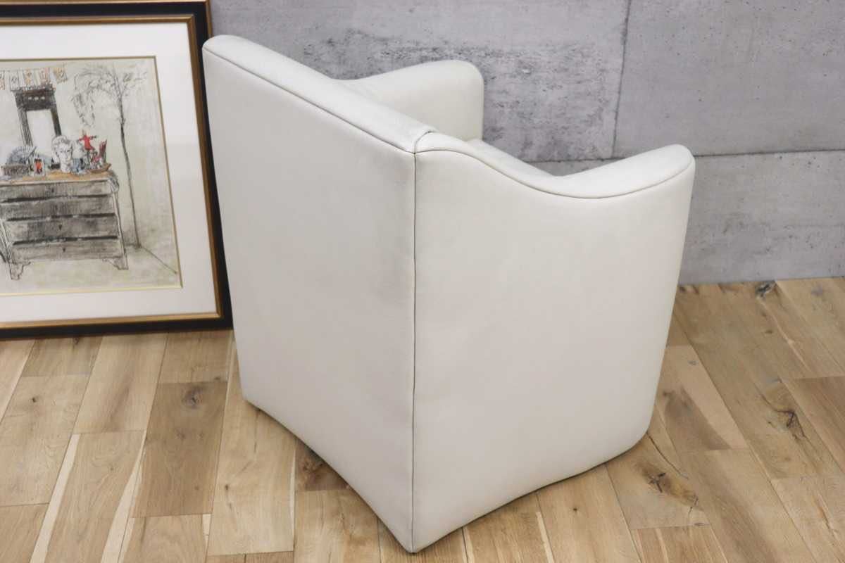 GMEK732D○matteograssi / マテオグラッシ 1人掛けソファ シングルソファ ラウンジチェア 総本革 定価約50〜60万 ホワイト イタリア モダン
