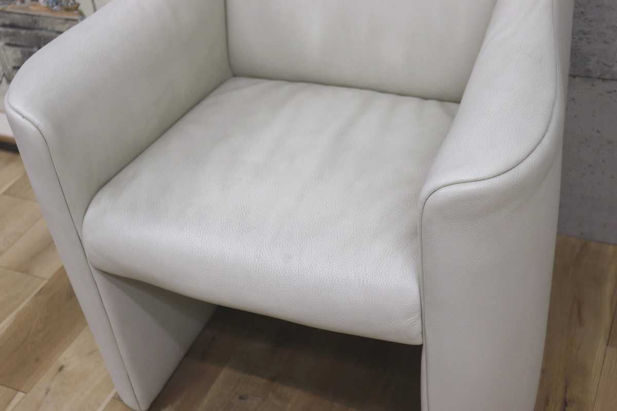 GMEK732D○matteograssi / マテオグラッシ 1人掛けソファ シングルソファ ラウンジチェア 総本革 定価約50〜60万 ホワイト イタリア モダン