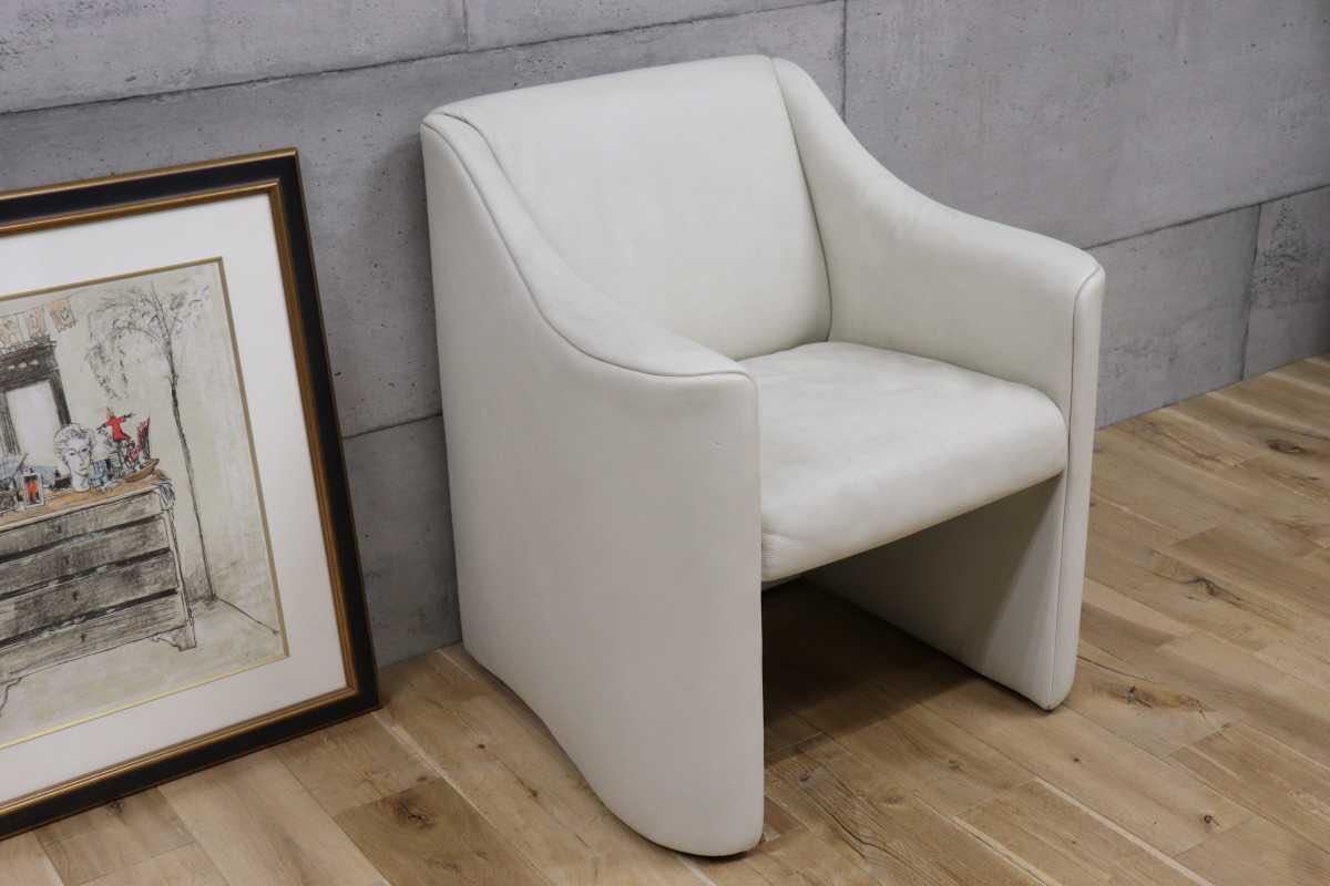 GMEK732E○matteograssi / マテオグラッシ 1人掛けソファ シングルソファ ラウンジチェア 総本革 定価約50〜60万 ホワイト イタリア モダン