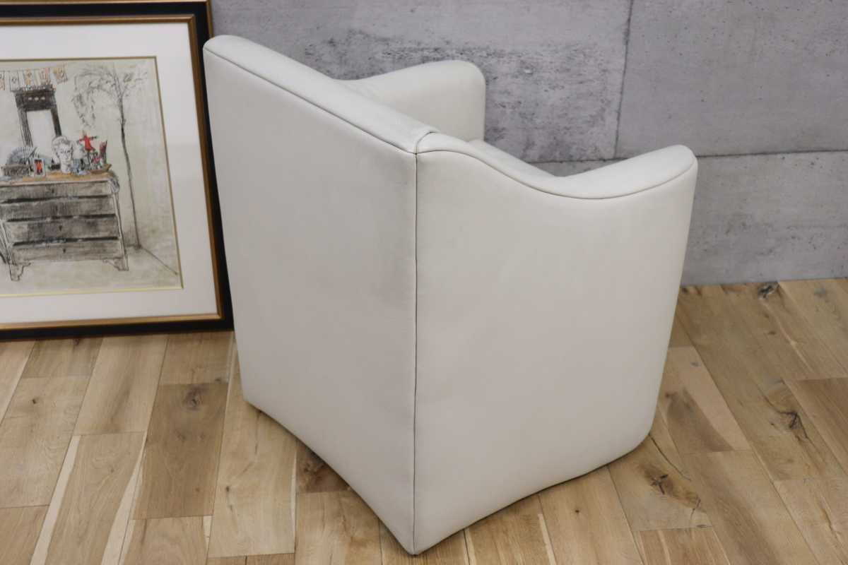GMEK732E○matteograssi / マテオグラッシ 1人掛けソファ シングルソファ ラウンジチェア 総本革 定価約50〜60万 ホワイト イタリア モダン
