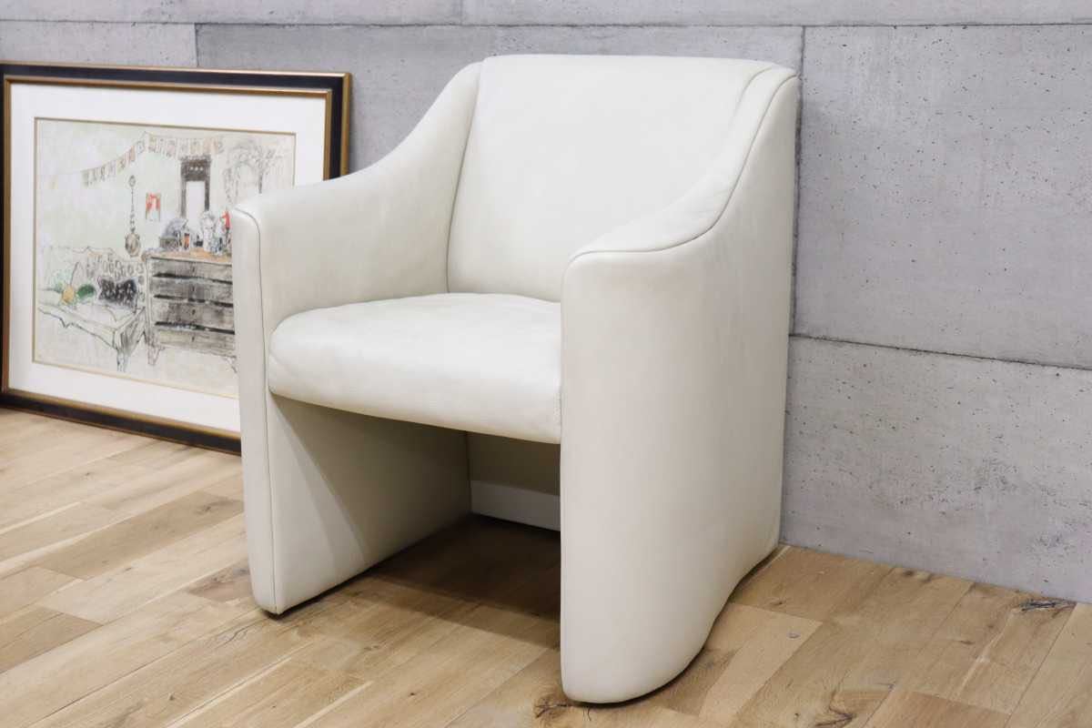 GMEK732E○matteograssi / マテオグラッシ 1人掛けソファ シングルソファ ラウンジチェア 総本革 定価約50〜60万 ホワイト イタリア モダン