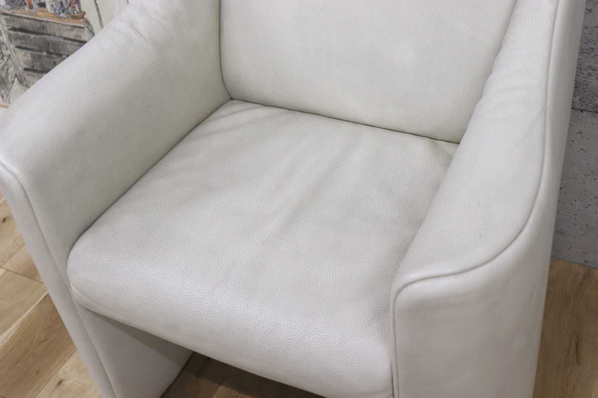 GMEK732F○matteograssi / マテオグラッシ 1人掛けソファ シングルソファ ラウンジチェア 総本革 定価約50〜60万 ホワイト イタリア モダン