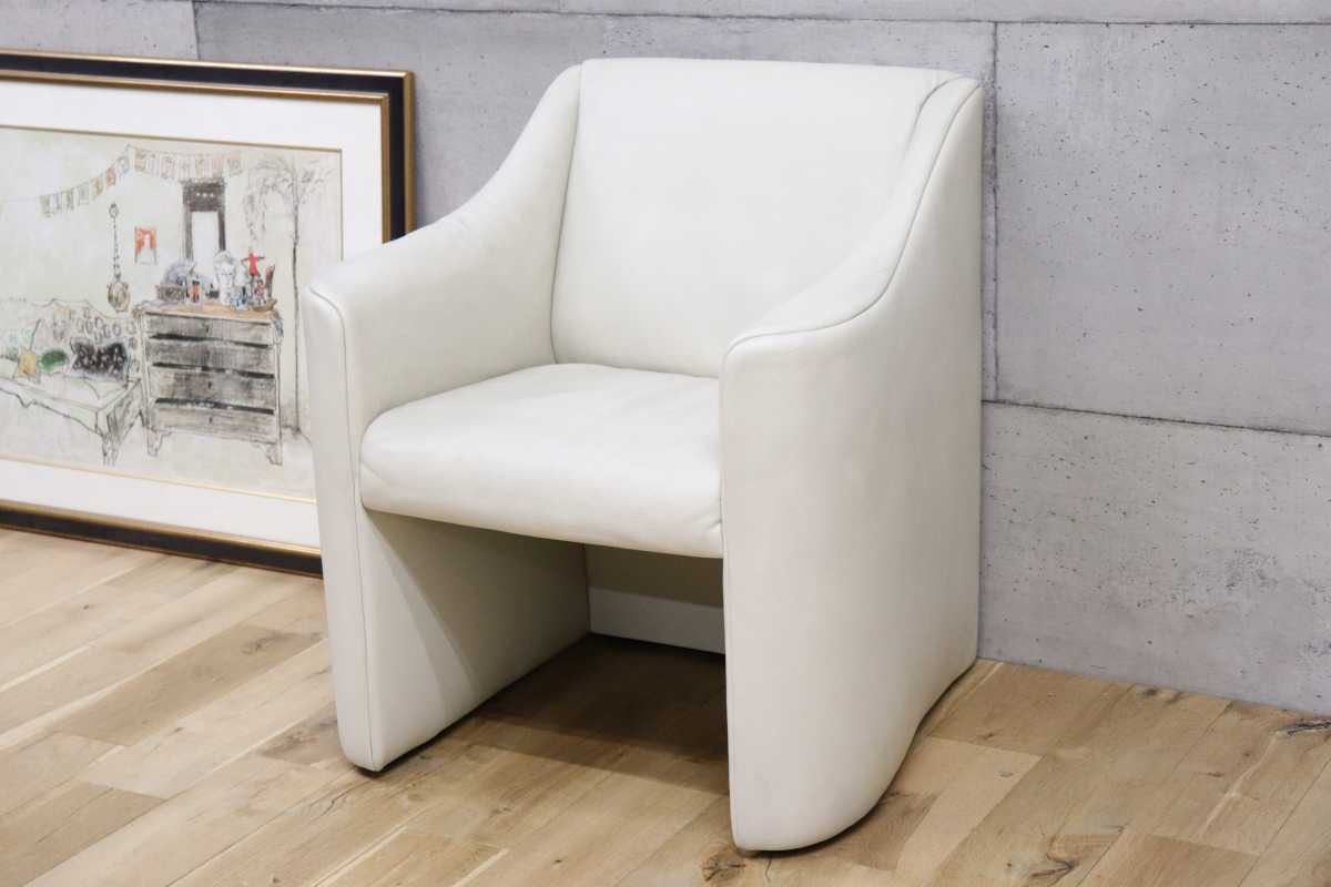 GMEK732F○matteograssi / マテオグラッシ 1人掛けソファ シングルソファ ラウンジチェア 総本革 定価約50〜60万 ホワイト イタリア モダン