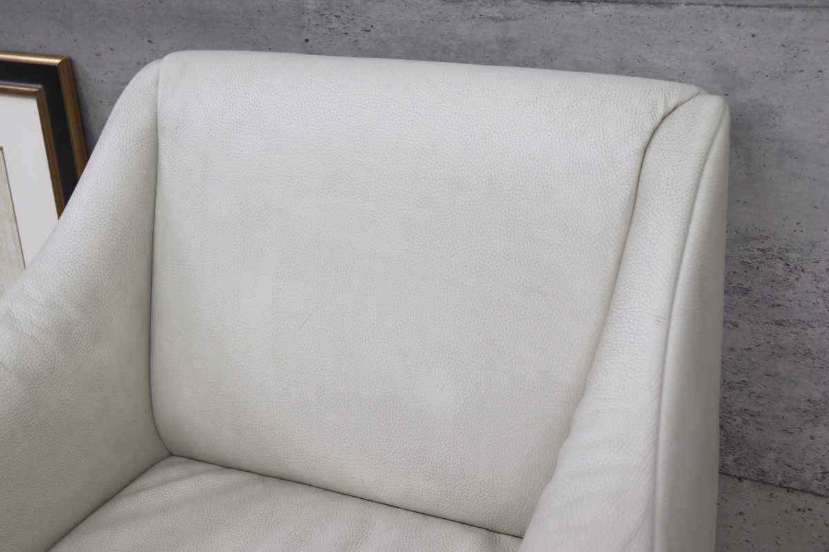 GMEK732F○matteograssi / マテオグラッシ 1人掛けソファ シングルソファ ラウンジチェア 総本革 定価約50〜60万 ホワイト イタリア モダン