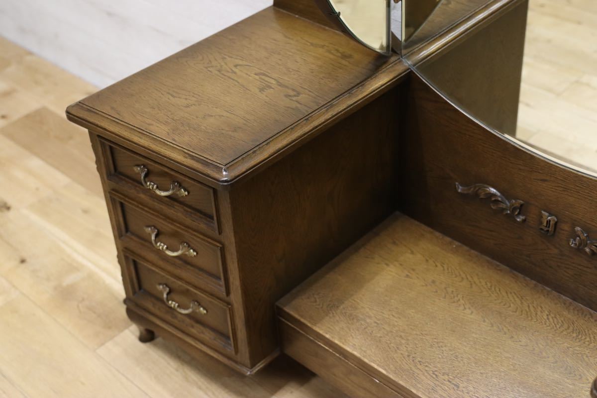 GMEN200○神戸家具 洋家具 ドレッサー 鏡台 化粧台 オーク材 クラシック カントリー 検)永田良介