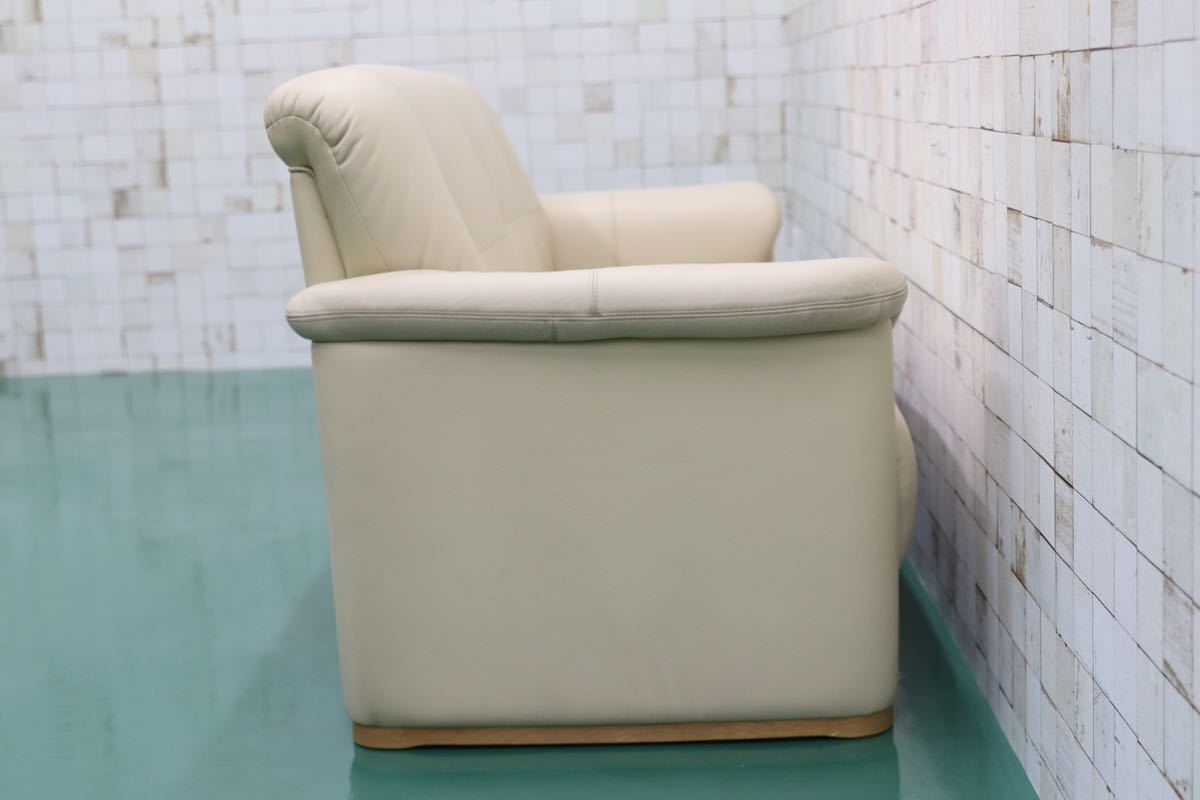 GMEN267○浜本工芸 / HAMAMOTO 3人掛けソファ トリプルソファ 本革 レザー 長椅子 国産 オーク材 展示品