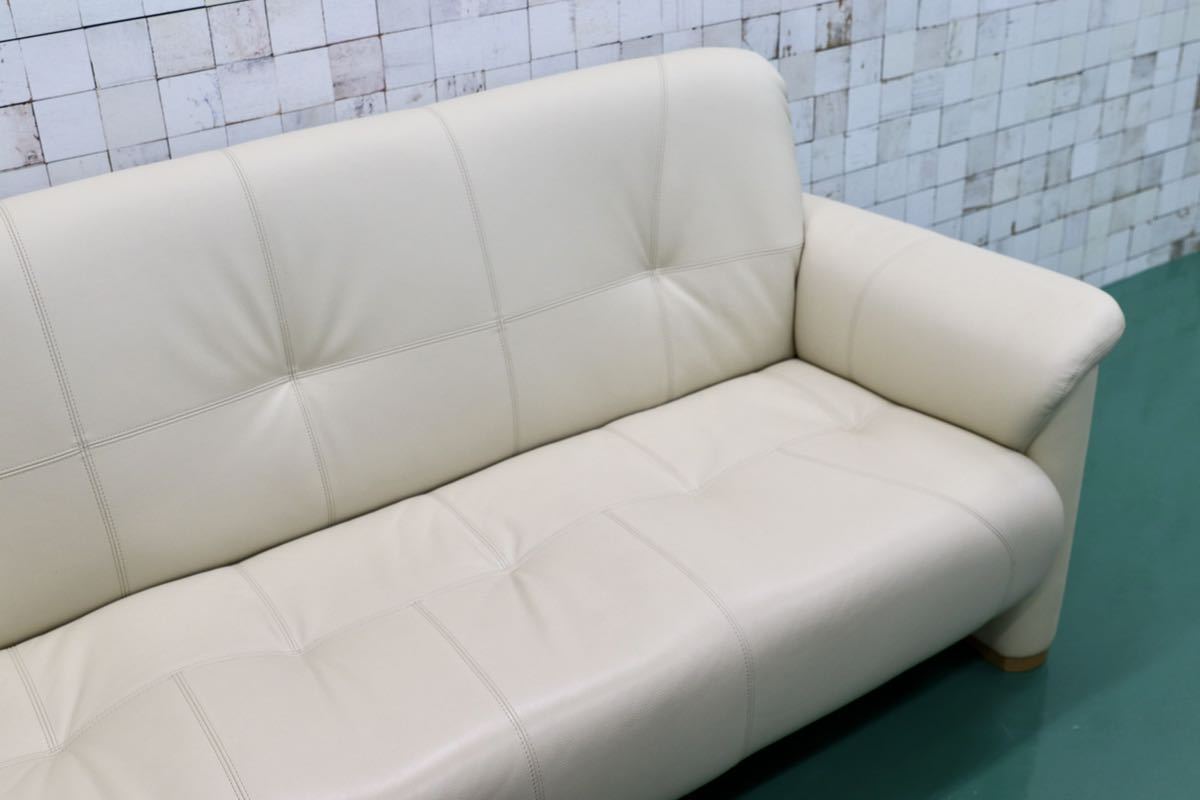 GMEN267○浜本工芸 / HAMAMOTO 3人掛けソファ トリプルソファ 本革 レザー 長椅子 国産 オーク材 展示品