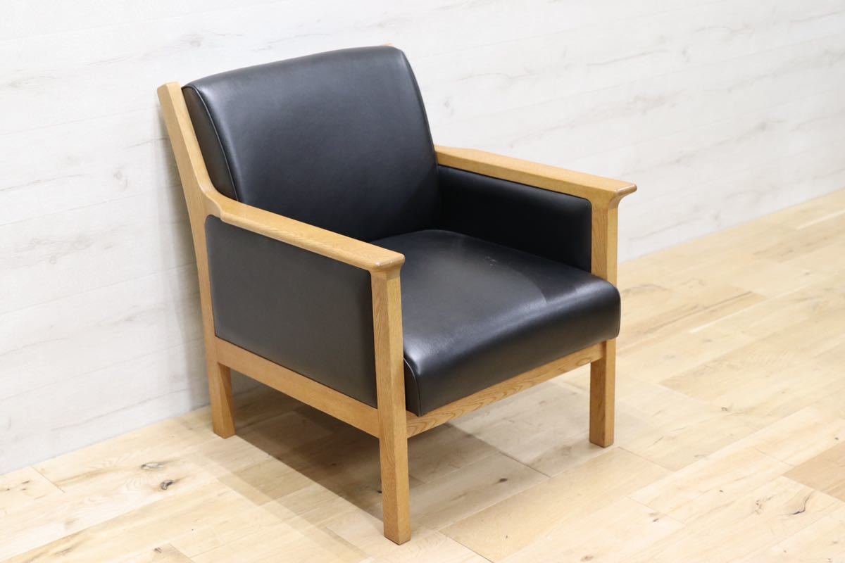 GMEK919B○北欧スタイル 1人掛けソファ シングルソファ ラウンジチェア イージーチェア オーク材 GE55 リプロダクト ハンスウェグナー