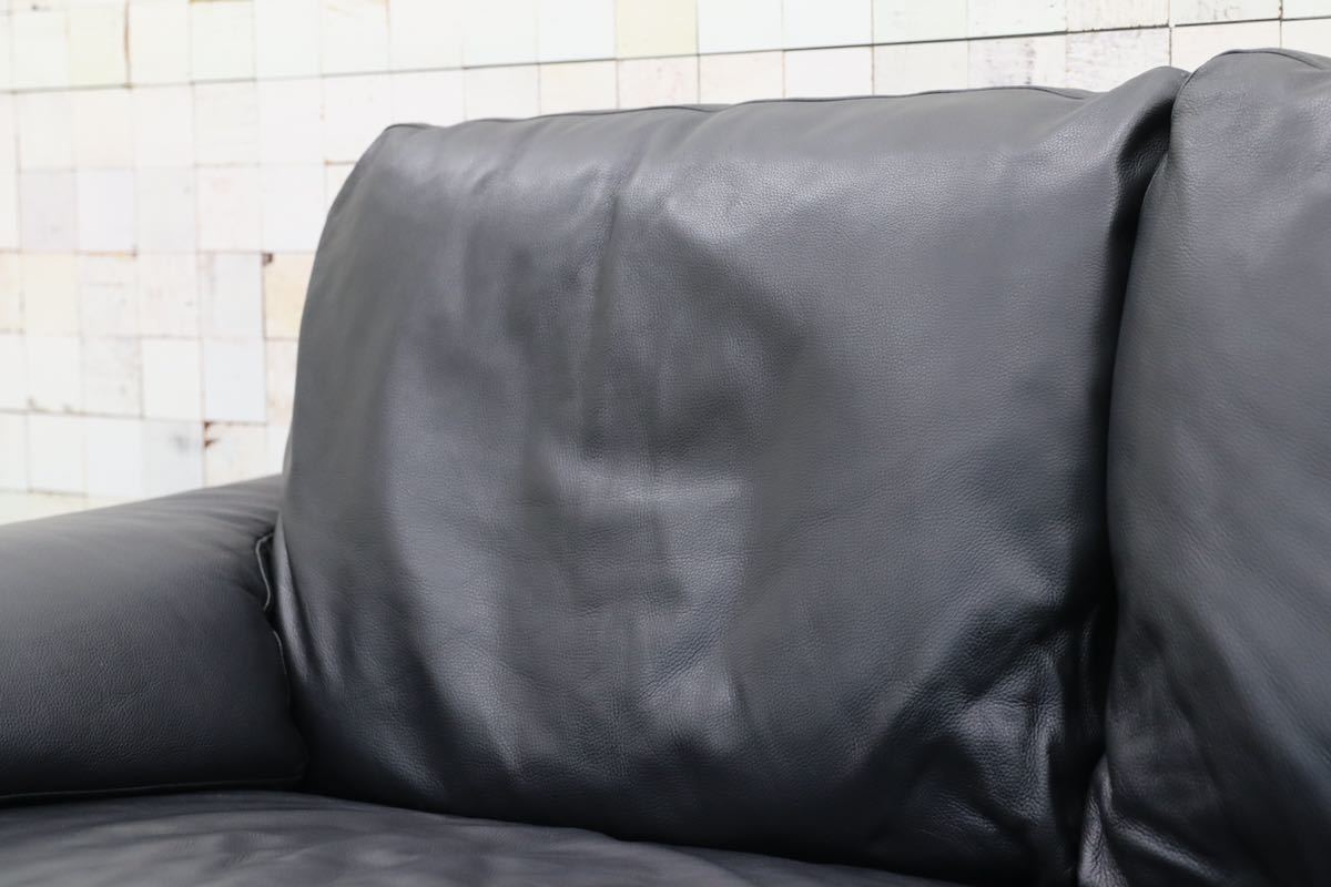 GMEH289A○HTL / ワタリジャパン 2人掛けソファ ラブソファ 2シーター 黒本革 IDC大塚家具 展示品